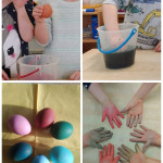 Beim Tauchen und Tunken färbt sich die Schale der Eier.