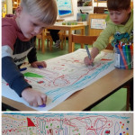 "Fasching in der Stadt" von zwei Künstlern unserer Kita.