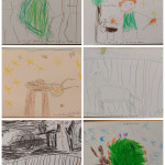 Die Kinder haben zur Geschichte "Hirsch Heinrich" ein Bild gemalt.