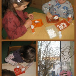 Ostereier mit Eierschalen bekleben.